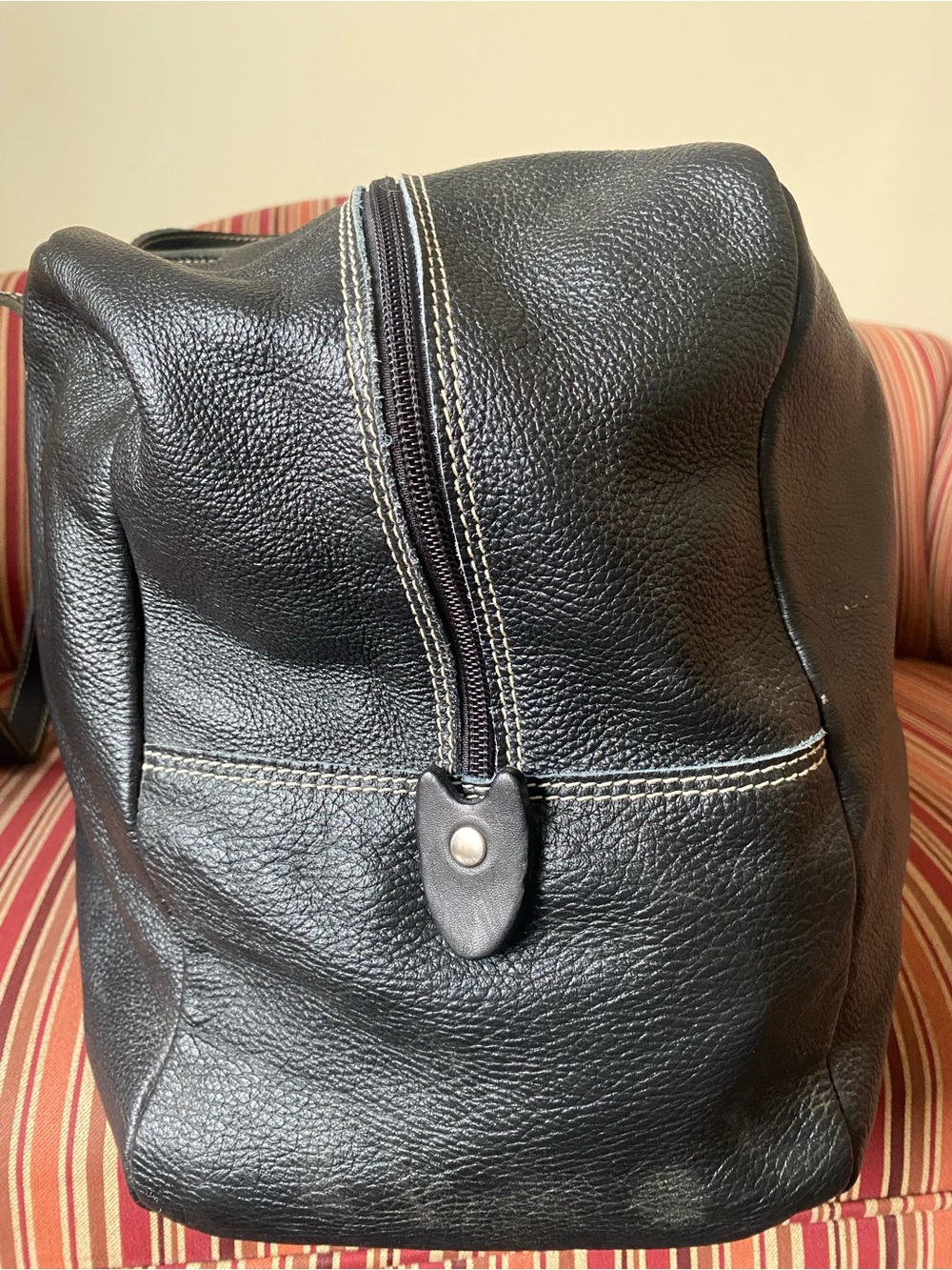 Roots vintage Black Leather Weekend Duffel Bag pebble leather - Picture 4 of 16